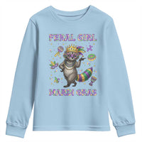 Mardi Gras Raccoon Youth Sweatshirt Feral Girl Mardi Gras