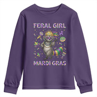 Mardi Gras Raccoon Youth Sweatshirt Feral Girl Mardi Gras