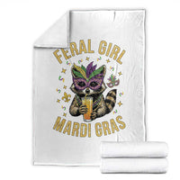 Mardi Gras Raccoon Throw Blanket Feral Girl Mardi Gras Trash Panda