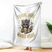 Mardi Gras Raccoon Throw Blanket Feral Girl Mardi Gras Trash Panda