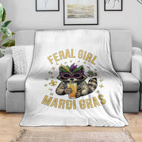 Mardi Gras Raccoon Throw Blanket Feral Girl Mardi Gras Trash Panda