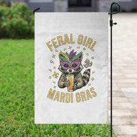 Mardi Gras Raccoon Garden Flag Feral Girl Mardi Gras Trash Panda