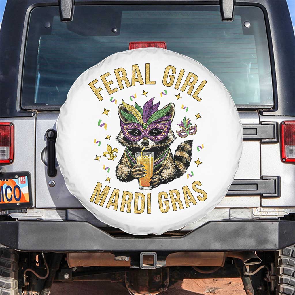 Mardi Gras Raccoon Spare Tire Cover Feral Girl Mardi Gras Trash Panda