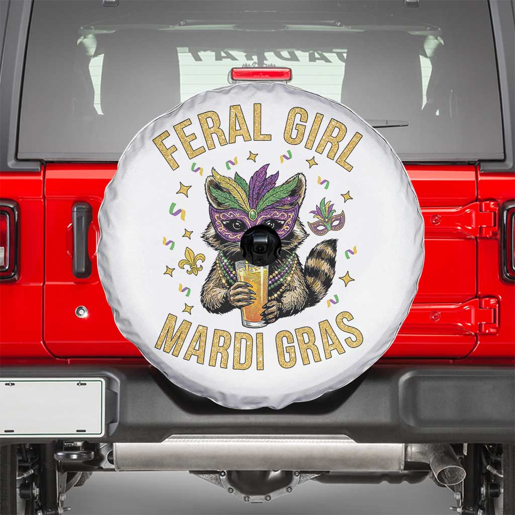 Mardi Gras Raccoon Spare Tire Cover Feral Girl Mardi Gras Trash Panda