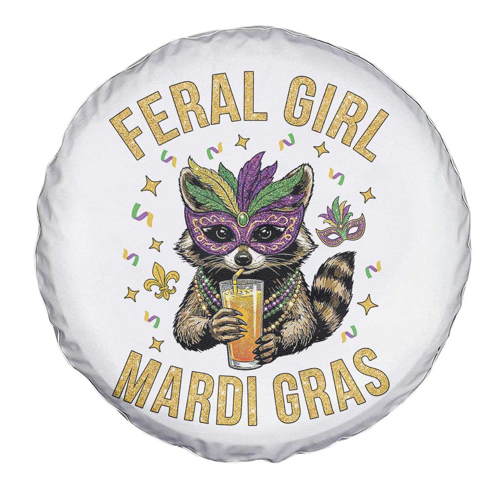 Mardi Gras Raccoon Spare Tire Cover Feral Girl Mardi Gras Trash Panda