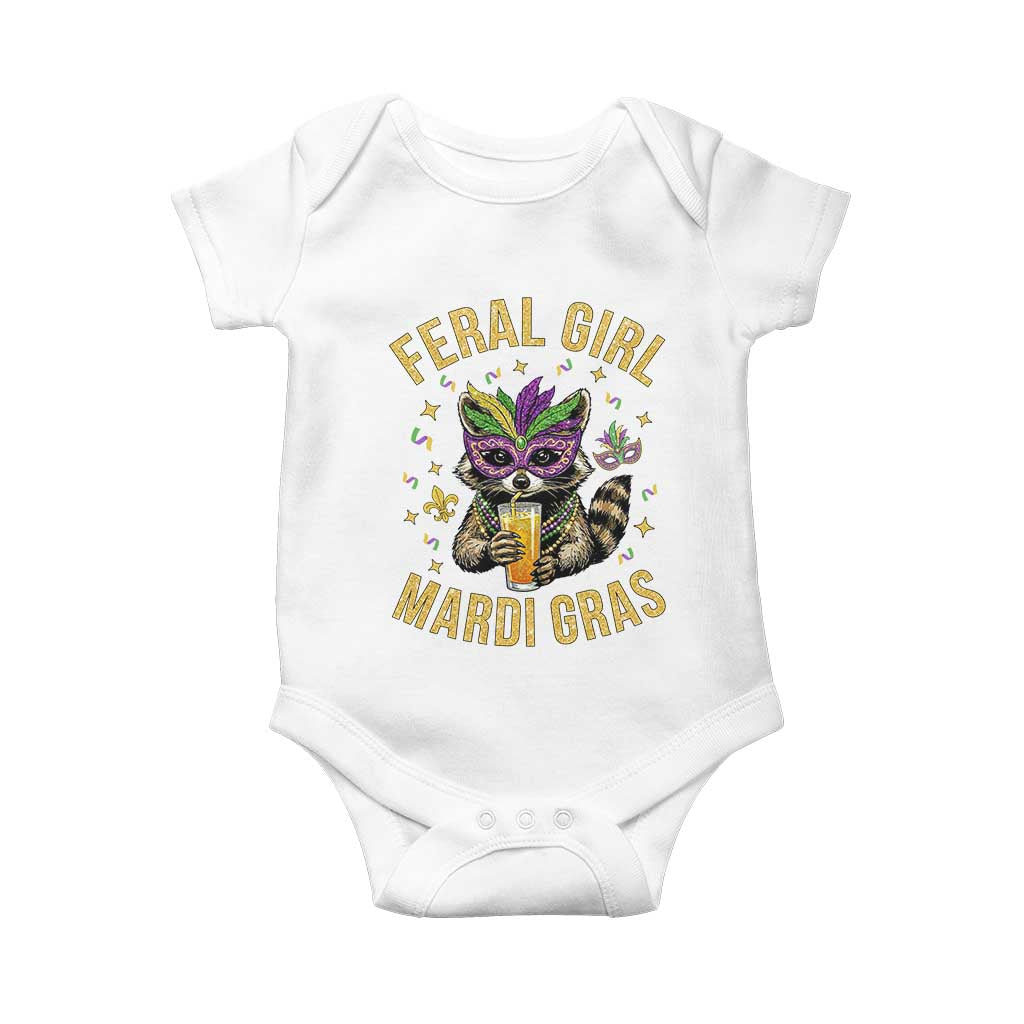 Mardi Gras Raccoon Baby Onesie Feral Girl Mardi Gras Trash Panda