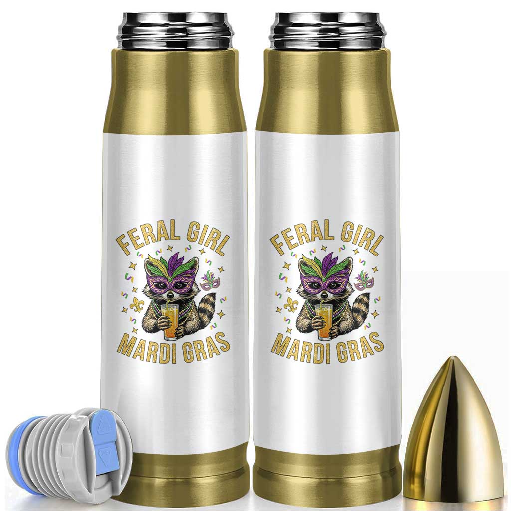 Mardi Gras Raccoon Bullet Tumbler Feral Girl Mardi Gras Trash Panda