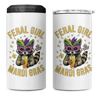 Mardi Gras Raccoon 4 in 1 Can Cooler Tumbler Feral Girl Mardi Gras Trash Panda