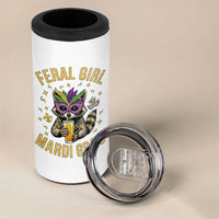 Mardi Gras Raccoon 4 in 1 Can Cooler Tumbler Feral Girl Mardi Gras Trash Panda