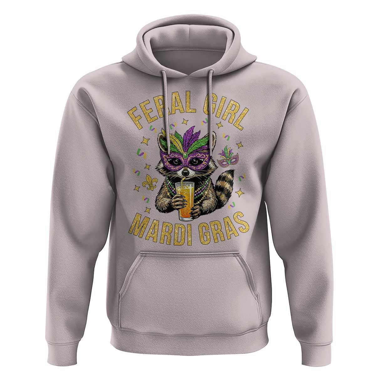 Mardi Gras Raccoon Hoodie Feral Girl Mardi Gras Trash Panda