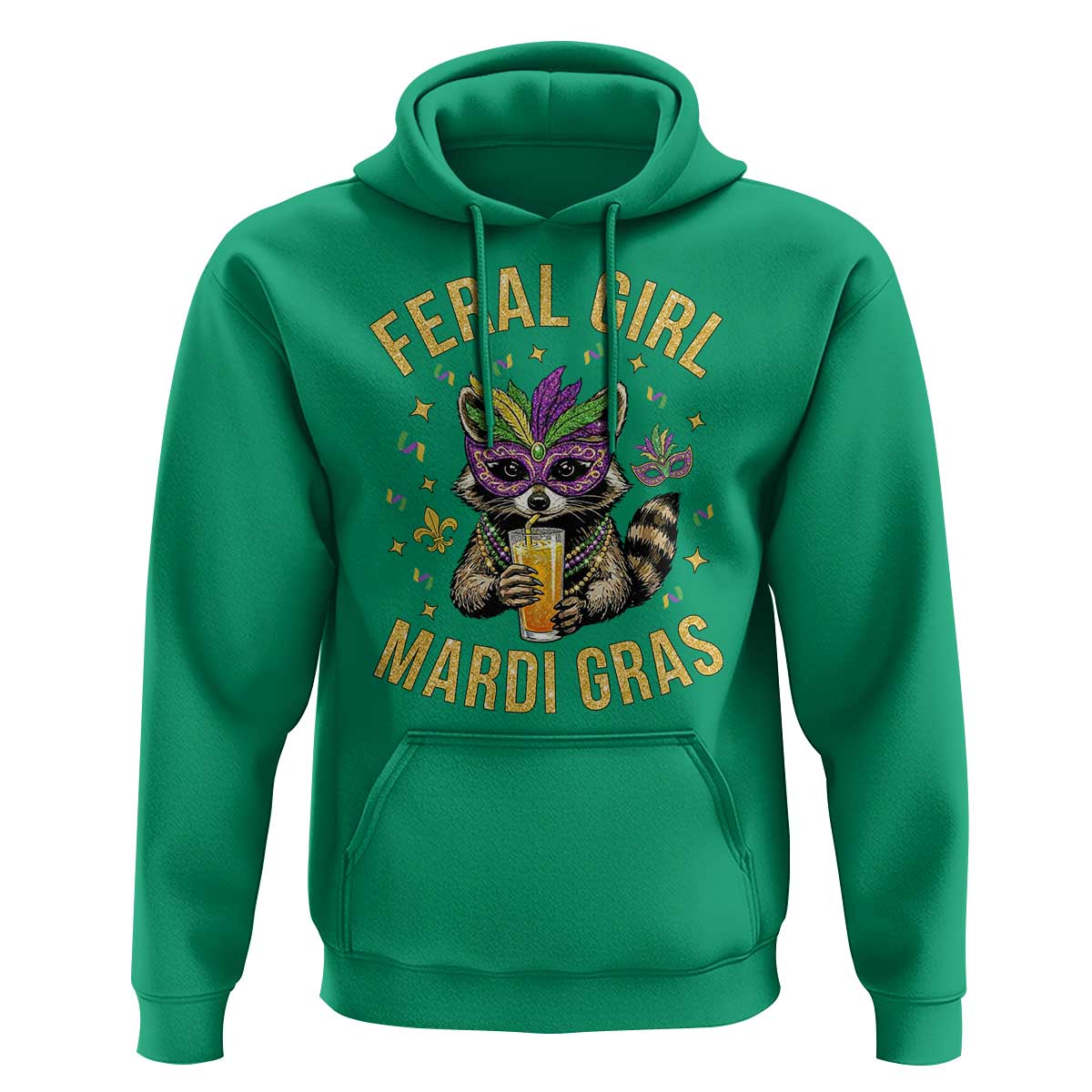 Mardi Gras Raccoon Hoodie Feral Girl Mardi Gras Trash Panda