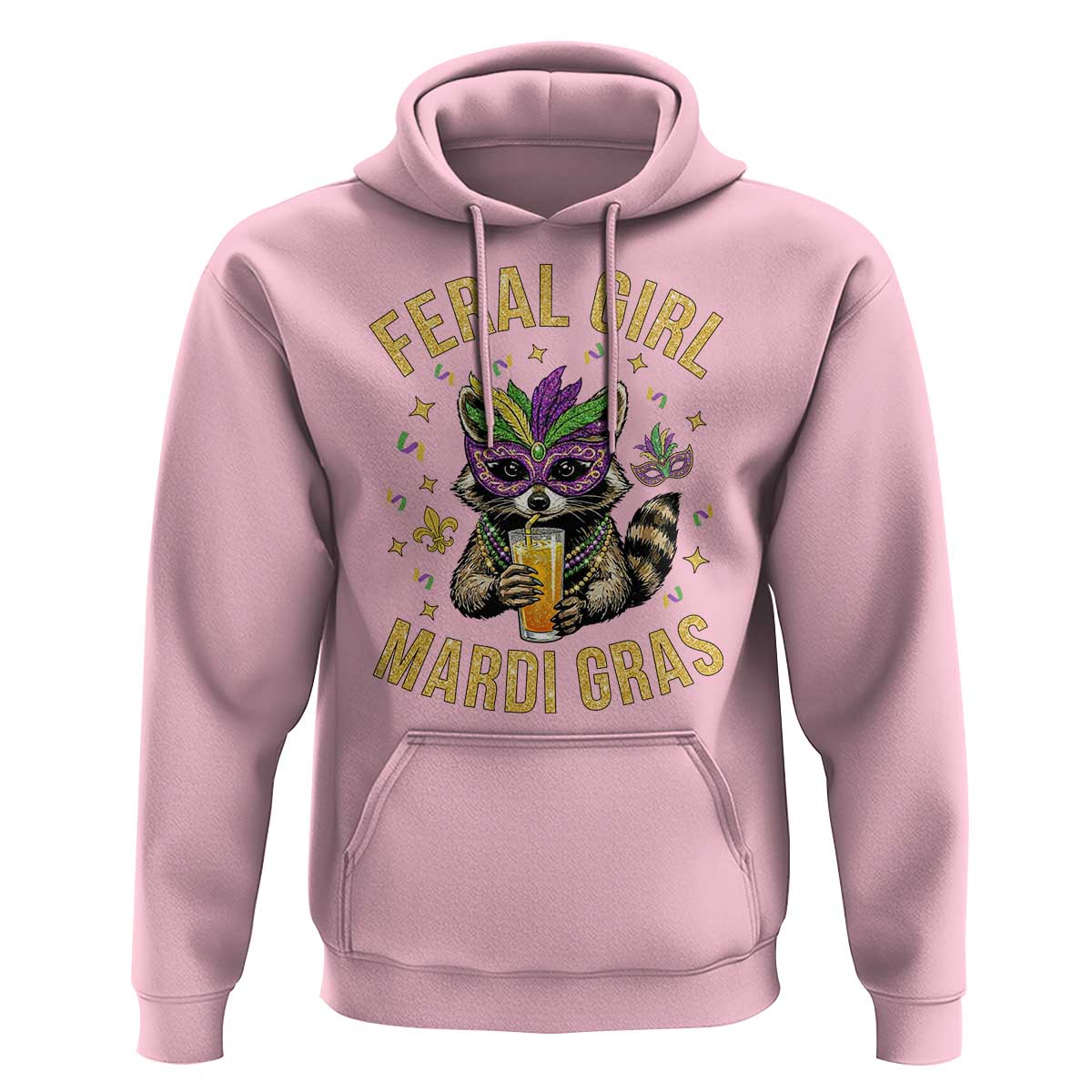Mardi Gras Raccoon Hoodie Feral Girl Mardi Gras Trash Panda