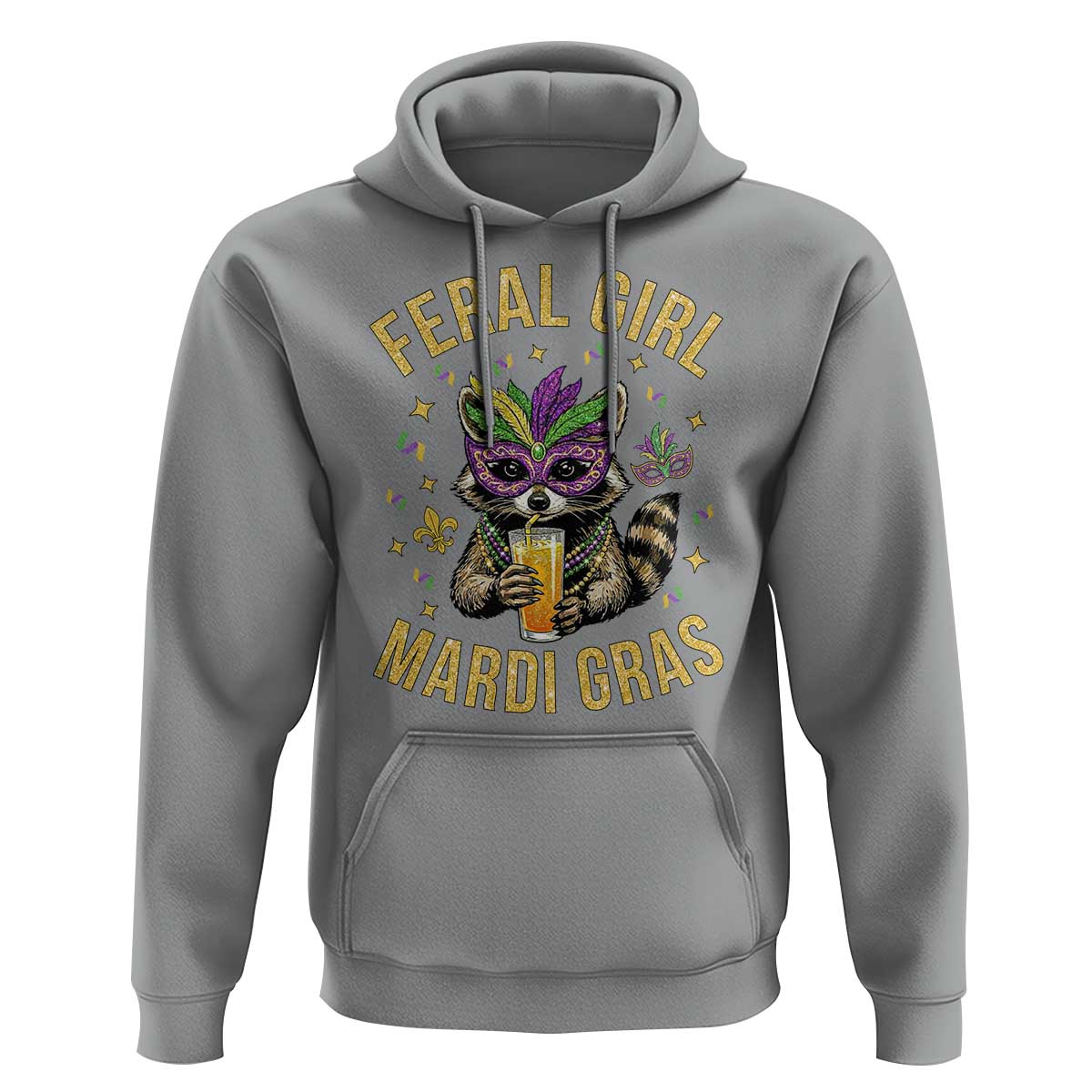 Mardi Gras Raccoon Hoodie Feral Girl Mardi Gras Trash Panda