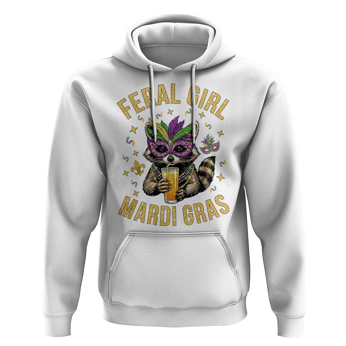 Mardi Gras Raccoon Hoodie Feral Girl Mardi Gras Trash Panda