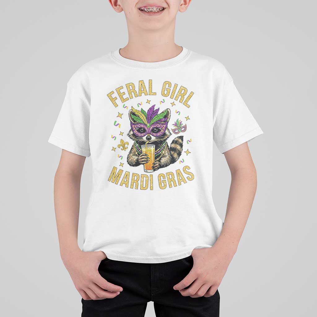 Mardi Gras Raccoon T Shirt For Kid Feral Girl Mardi Gras Trash Panda