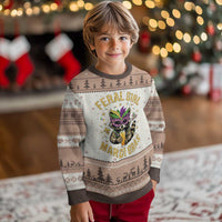 Mardi Gras Raccoon Ugly Christmas Sweater Feral Girl Mardi Gras Trash Panda