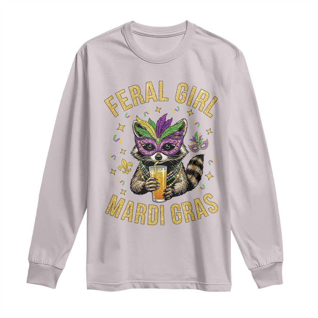 Mardi Gras Raccoon Long Sleeve Shirt Feral Girl Mardi Gras Trash Panda