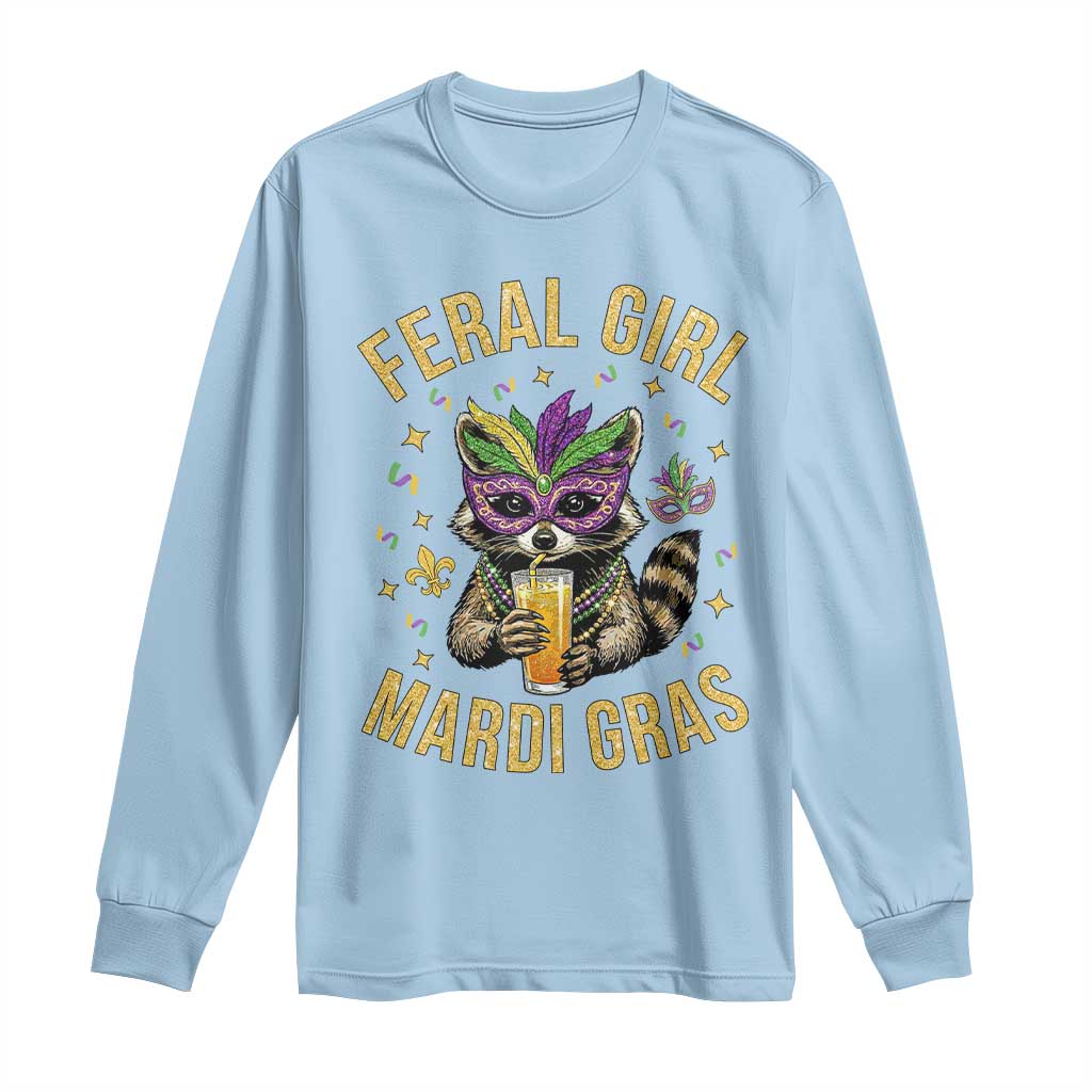 Mardi Gras Raccoon Long Sleeve Shirt Feral Girl Mardi Gras Trash Panda