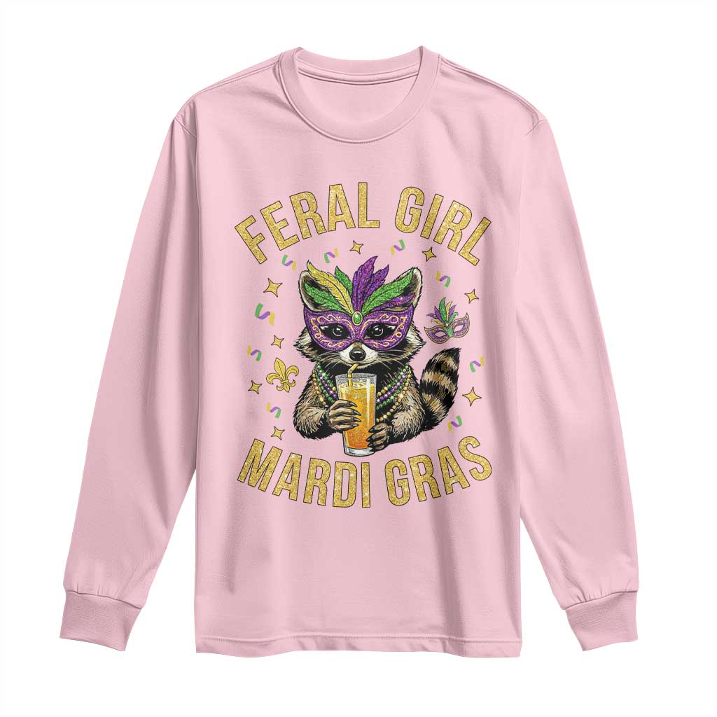 Mardi Gras Raccoon Long Sleeve Shirt Feral Girl Mardi Gras Trash Panda