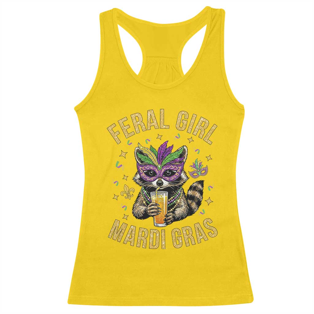 Mardi Gras Raccoon Racerback Tank Top Feral Girl Mardi Gras Trash Panda