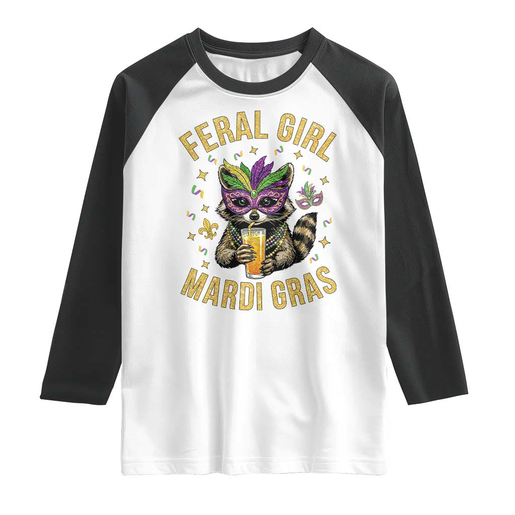 Mardi Gras Raccoon Raglan Shirt Feral Girl Mardi Gras Trash Panda