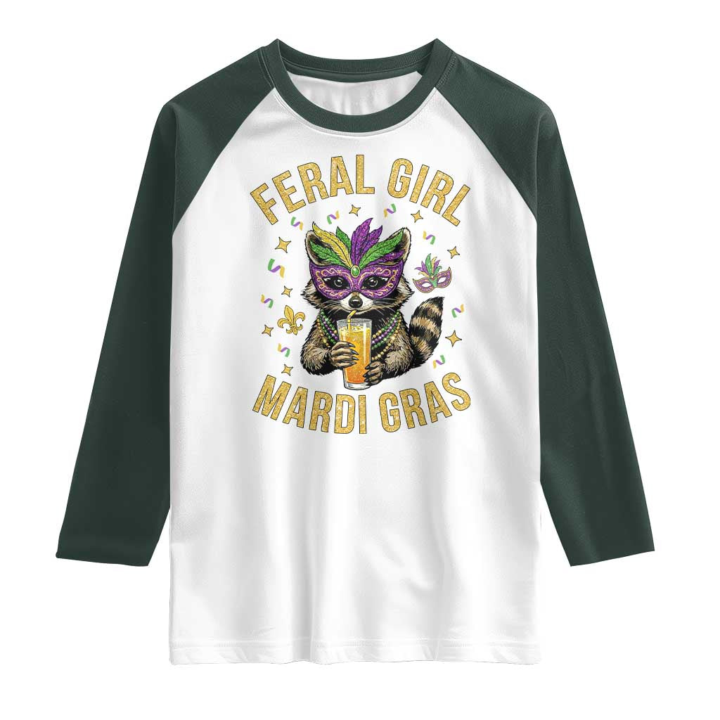 Mardi Gras Raccoon Raglan Shirt Feral Girl Mardi Gras Trash Panda