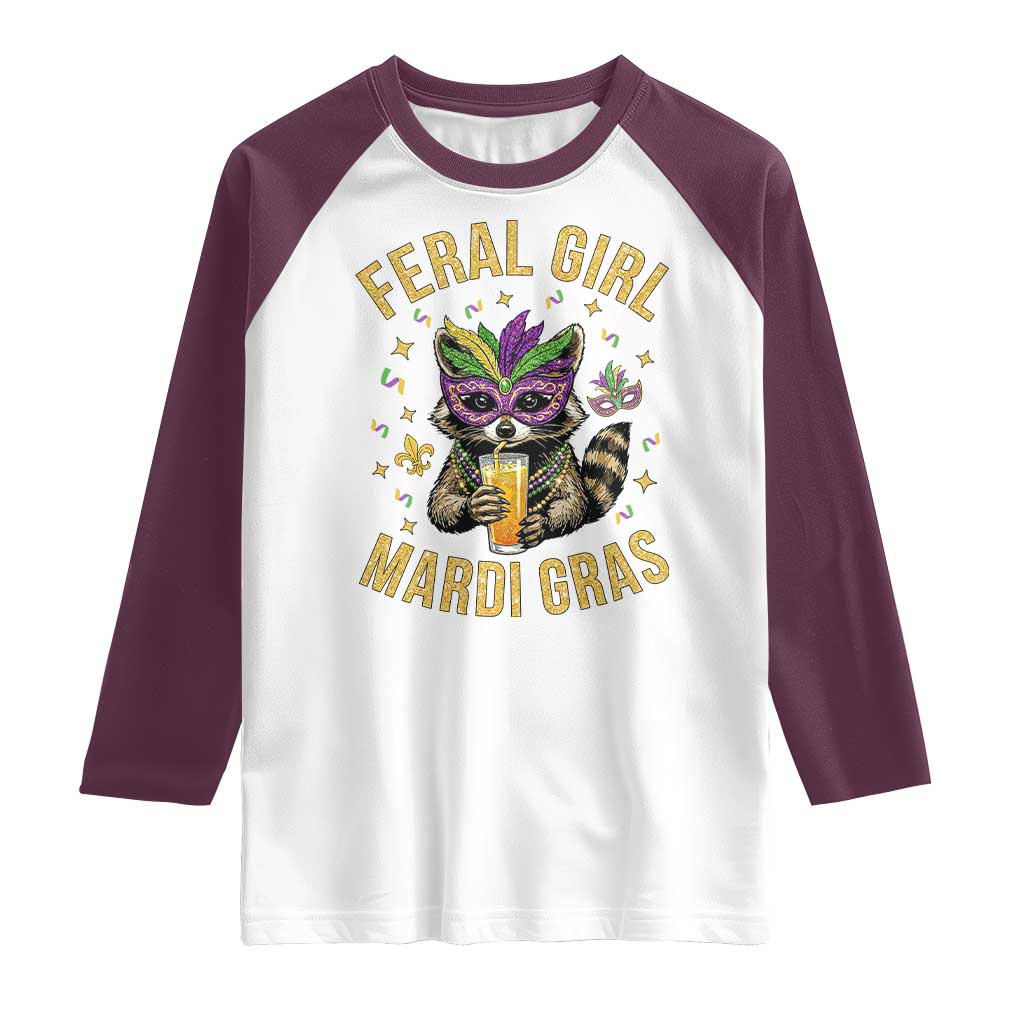 Mardi Gras Raccoon Raglan Shirt Feral Girl Mardi Gras Trash Panda