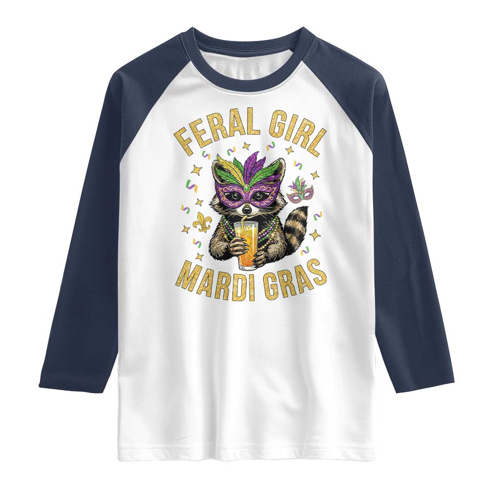 Mardi Gras Raccoon Raglan Shirt Feral Girl Mardi Gras Trash Panda