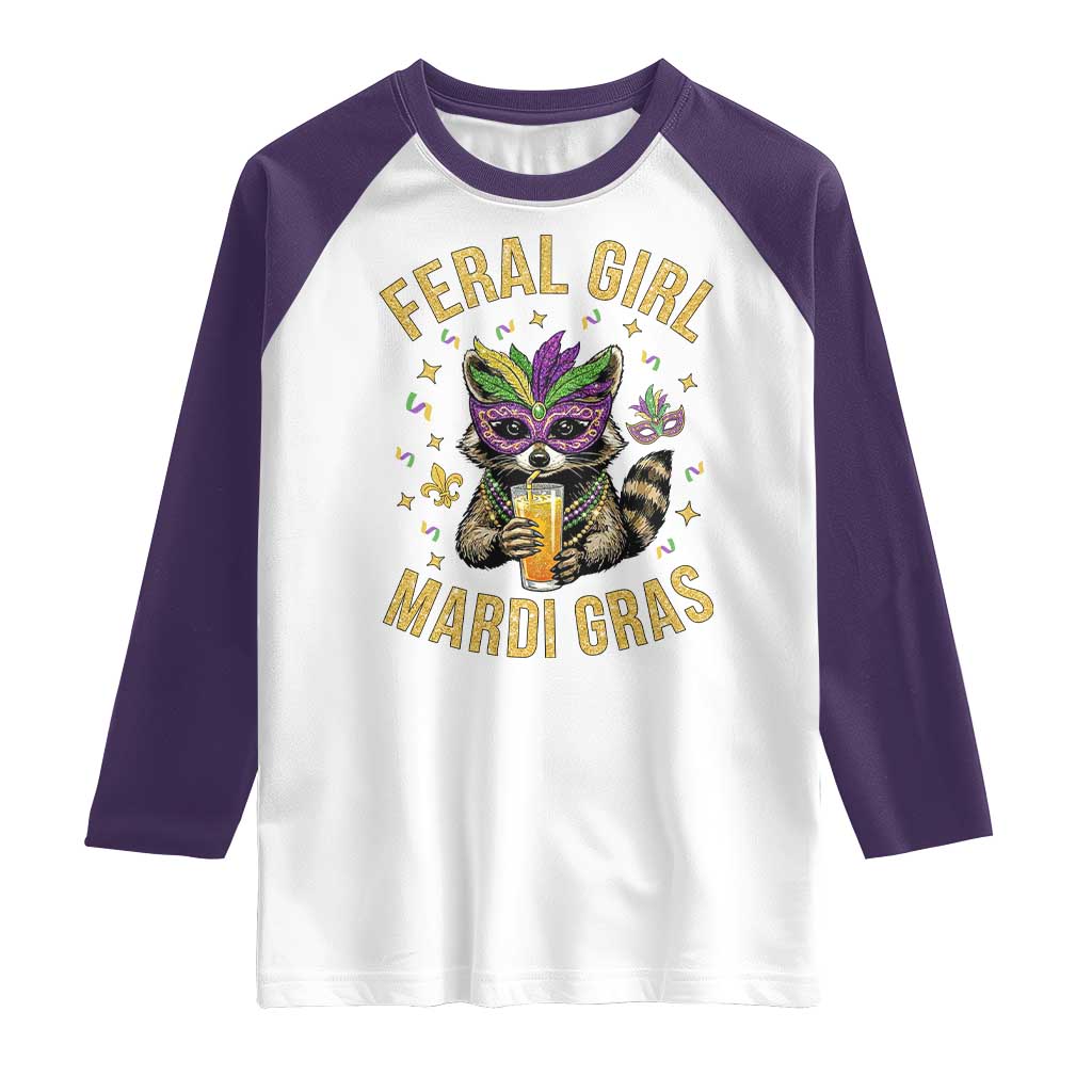 Mardi Gras Raccoon Raglan Shirt Feral Girl Mardi Gras Trash Panda