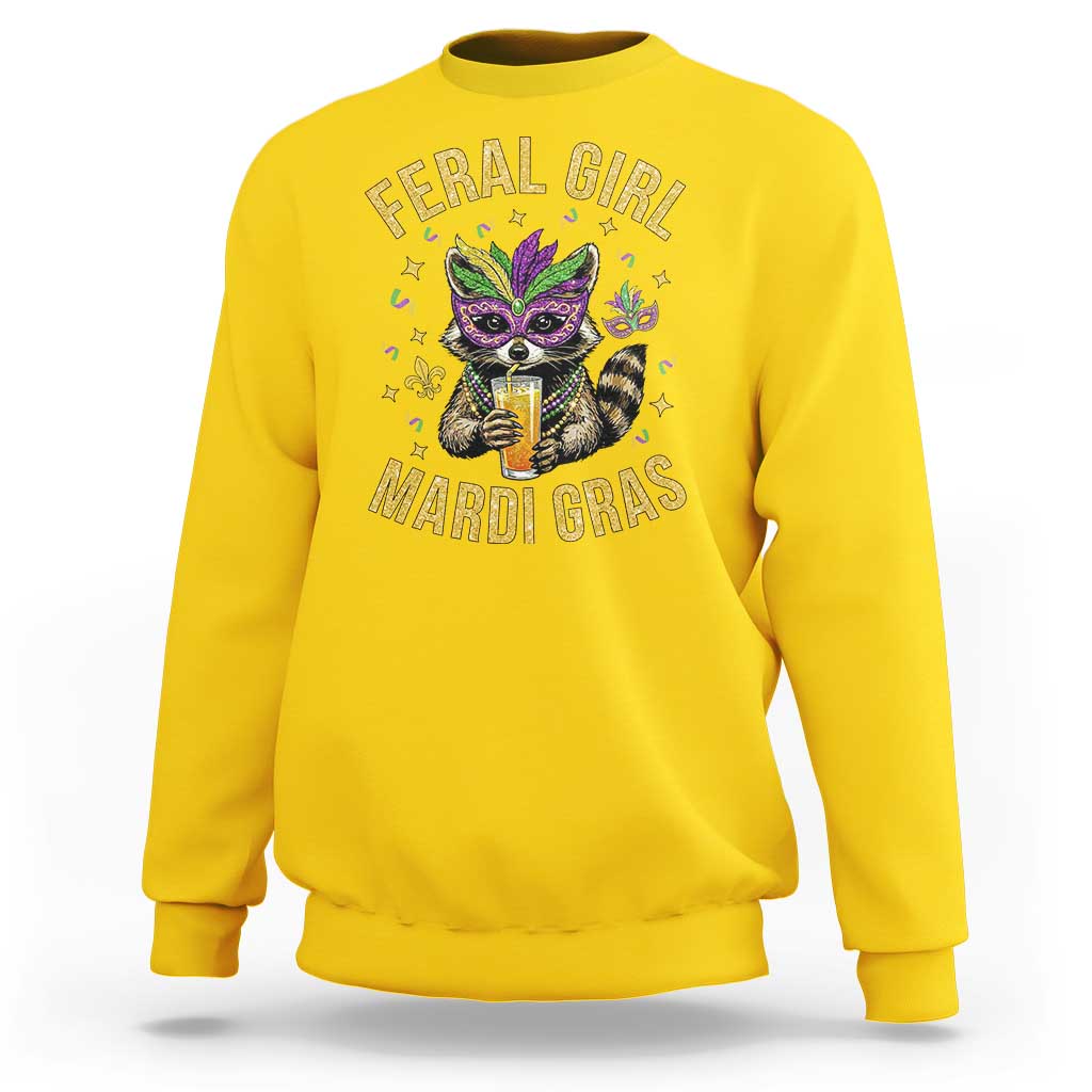 Mardi Gras Raccoon Sweatshirt Feral Girl Mardi Gras Trash Panda