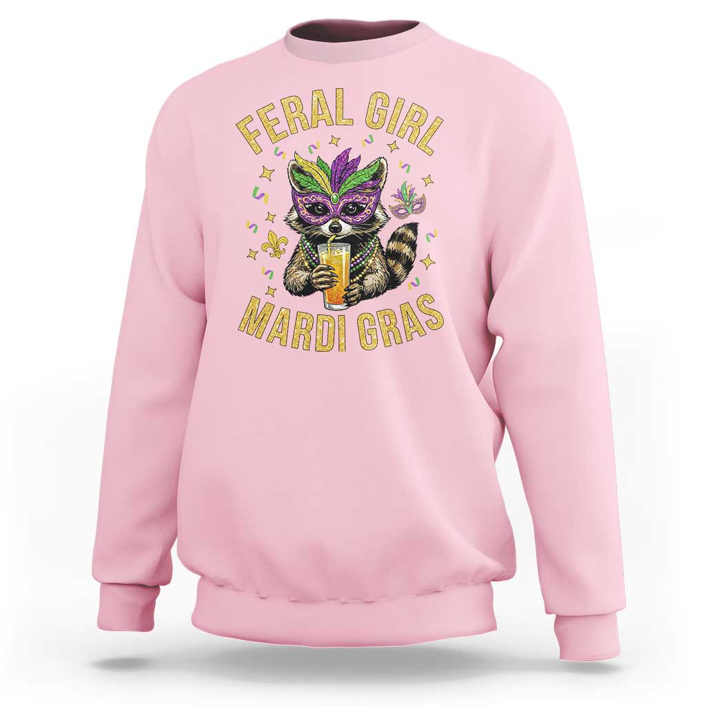 Mardi Gras Raccoon Sweatshirt Feral Girl Mardi Gras Trash Panda