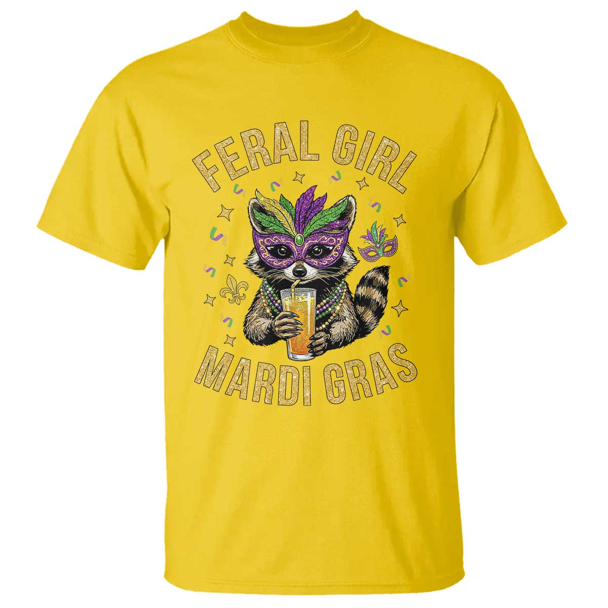 Mardi Gras Raccoon T Shirt Feral Girl Mardi Gras Trash Panda