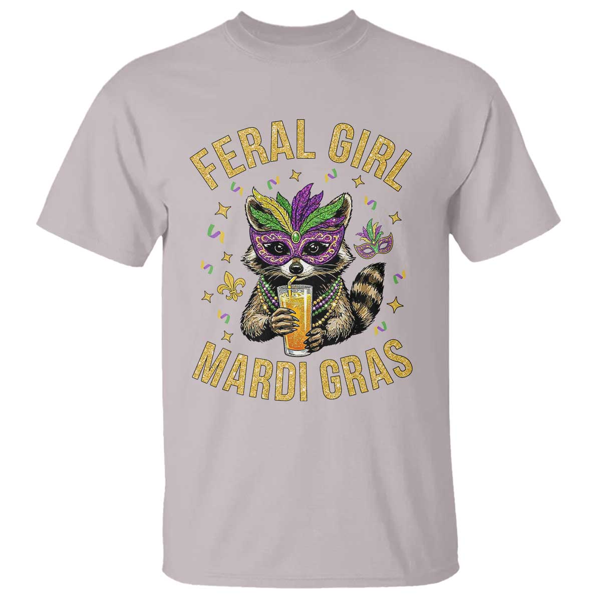 Mardi Gras Raccoon T Shirt Feral Girl Mardi Gras Trash Panda