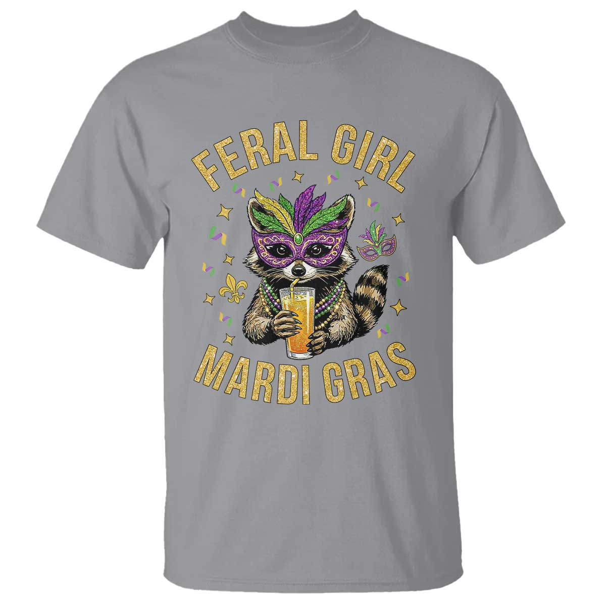 Mardi Gras Raccoon T Shirt Feral Girl Mardi Gras Trash Panda