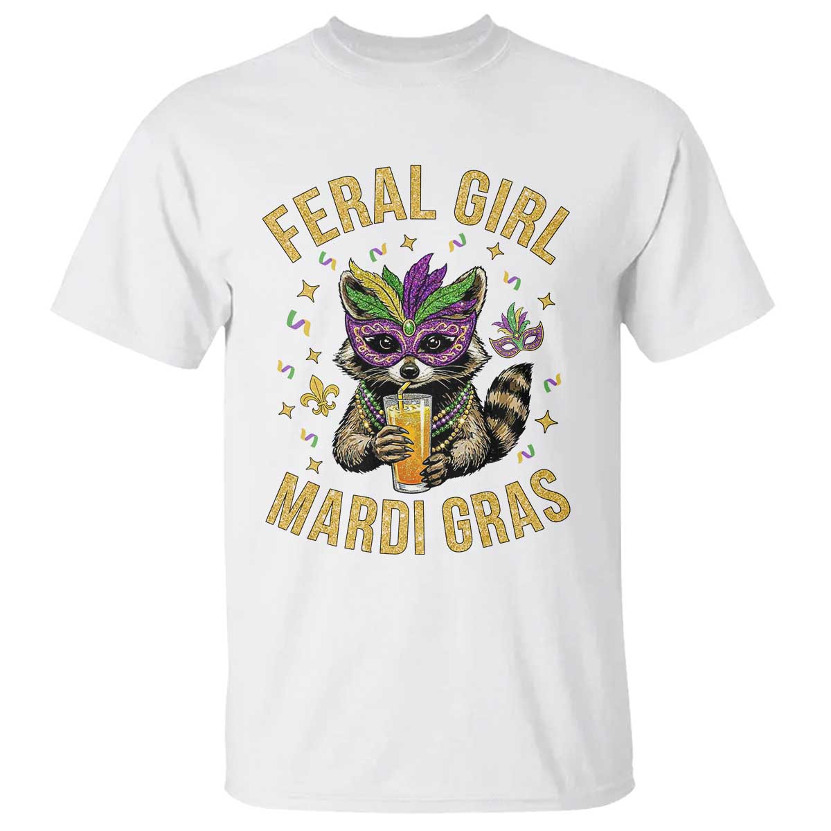 Mardi Gras Raccoon T Shirt Feral Girl Mardi Gras Trash Panda