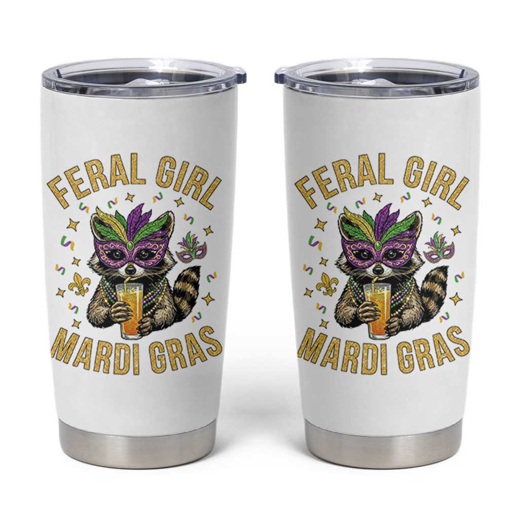 Mardi Gras Raccoon Tumbler Cup Feral Girl Mardi Gras Trash Panda