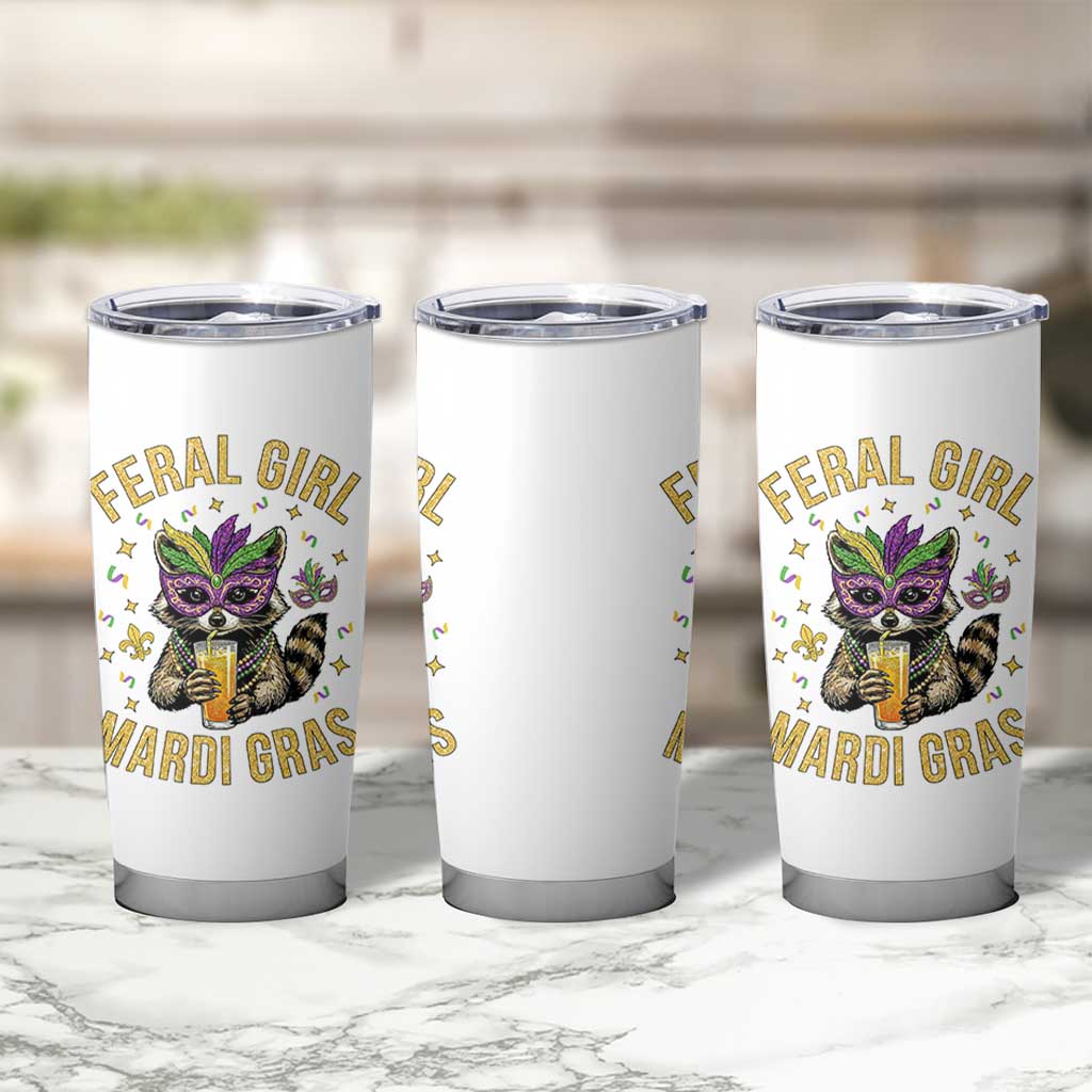 Mardi Gras Raccoon Tumbler Cup Feral Girl Mardi Gras Trash Panda