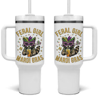Mardi Gras Raccoon Tumbler With Handle Feral Girl Mardi Gras Trash Panda