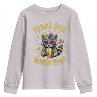 Mardi Gras Raccoon Youth Sweatshirt Feral Girl Mardi Gras Trash Panda