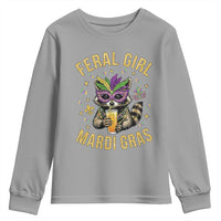 Mardi Gras Raccoon Youth Sweatshirt Feral Girl Mardi Gras Trash Panda
