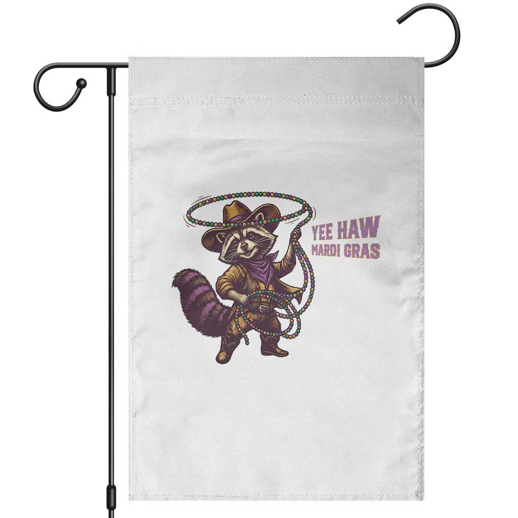 Mardi Gras Raccoon Garden Flag Yee Haw Cowboy Mardi Gras Carnival Trendy Meme