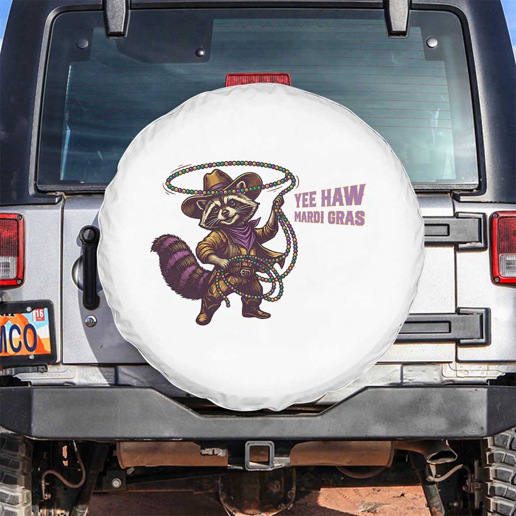 Mardi Gras Raccoon Spare Tire Cover Yee Haw Cowboy Mardi Gras Carnival Trendy Meme