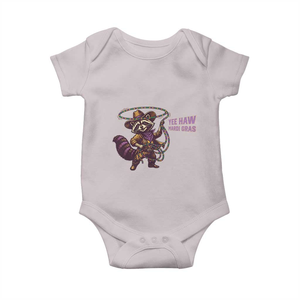 Mardi Gras Raccoon Baby Onesie Yee Haw Cowboy Mardi Gras Carnival Trendy Meme