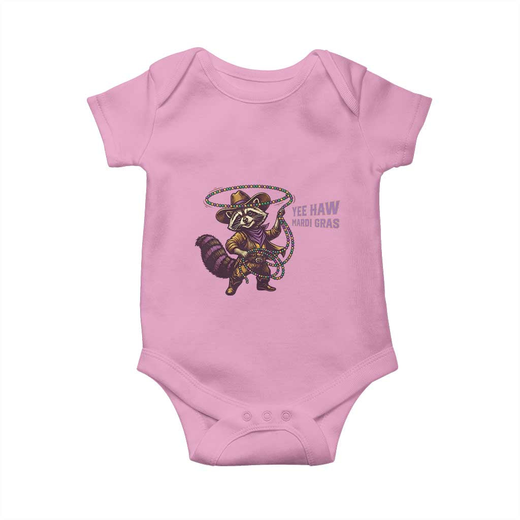 Mardi Gras Raccoon Baby Onesie Yee Haw Cowboy Mardi Gras Carnival Trendy Meme