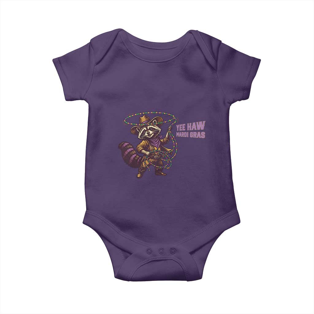 Mardi Gras Raccoon Baby Onesie Yee Haw Cowboy Mardi Gras Carnival Trendy Meme