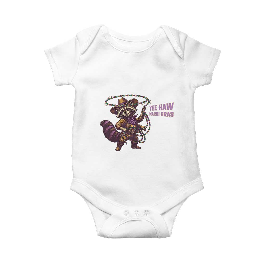 Mardi Gras Raccoon Baby Onesie Yee Haw Cowboy Mardi Gras Carnival Trendy Meme