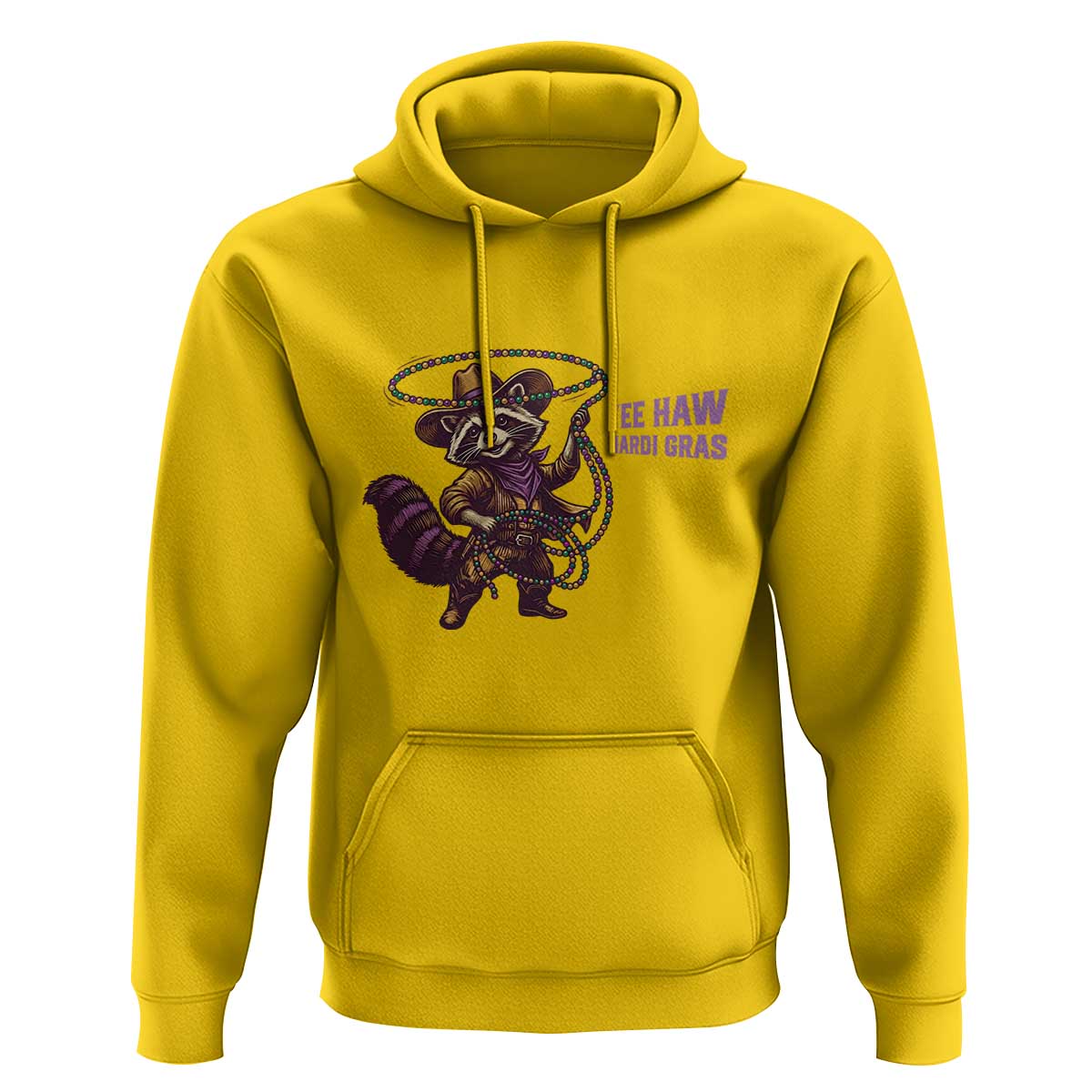 Mardi Gras Raccoon Hoodie Yee Haw Cowboy Mardi Gras Carnival Trendy Meme