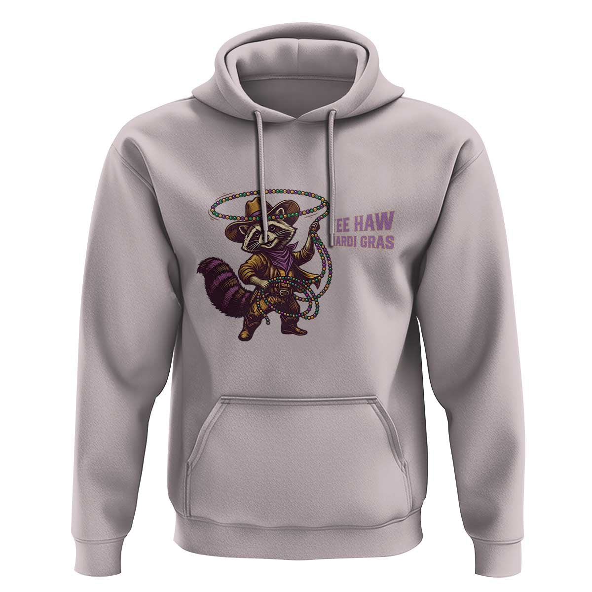 Mardi Gras Raccoon Hoodie Yee Haw Cowboy Mardi Gras Carnival Trendy Meme