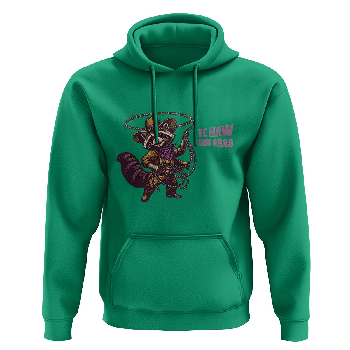 Mardi Gras Raccoon Hoodie Yee Haw Cowboy Mardi Gras Carnival Trendy Meme
