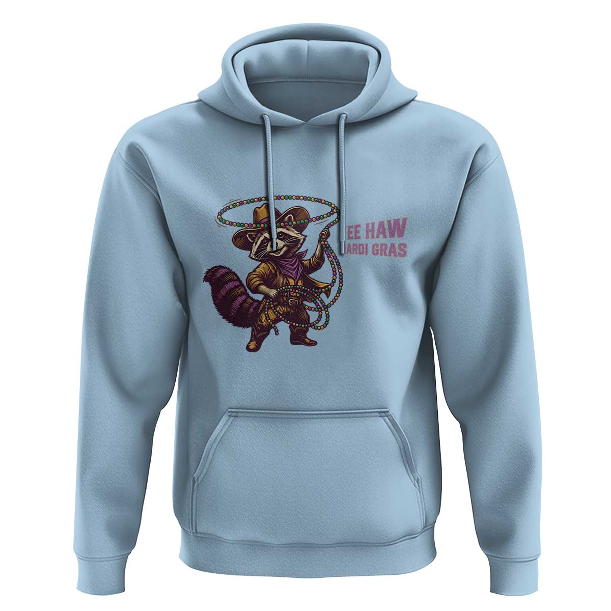 Mardi Gras Raccoon Hoodie Yee Haw Cowboy Mardi Gras Carnival Trendy Meme